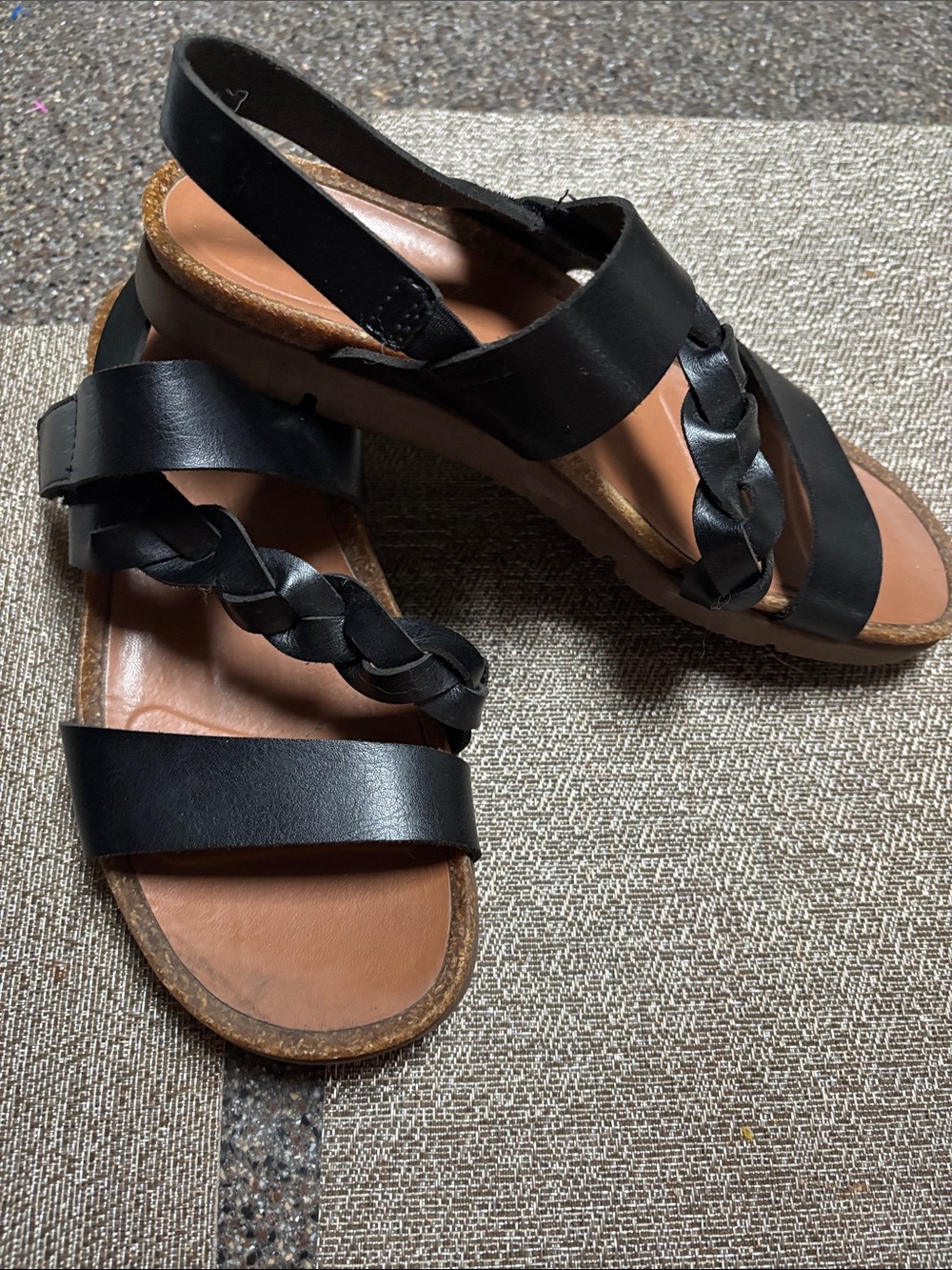 BareTraps Black Braided Strap Slingback Sandals